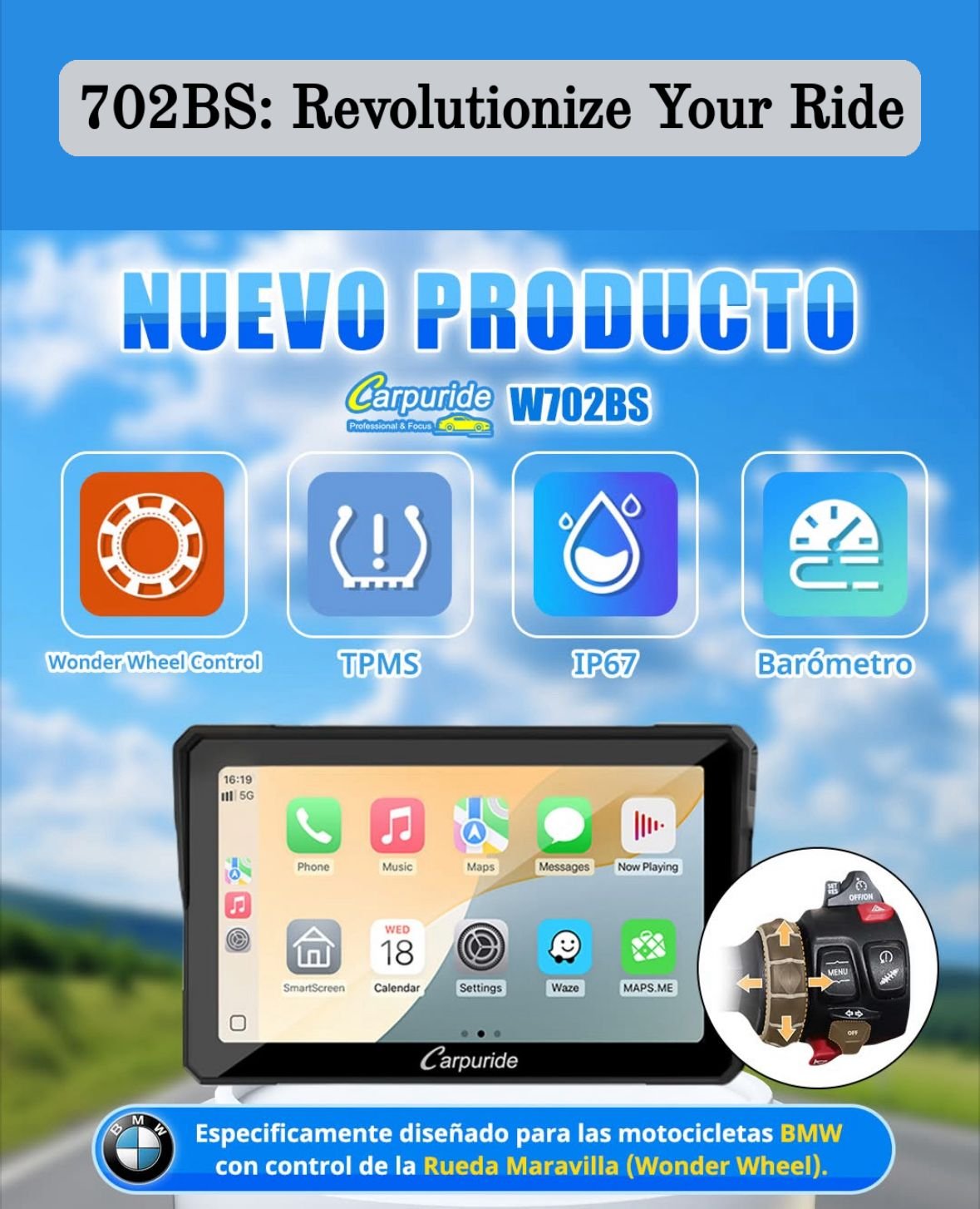 CarPlay para motocicletas BMW (W702BS)